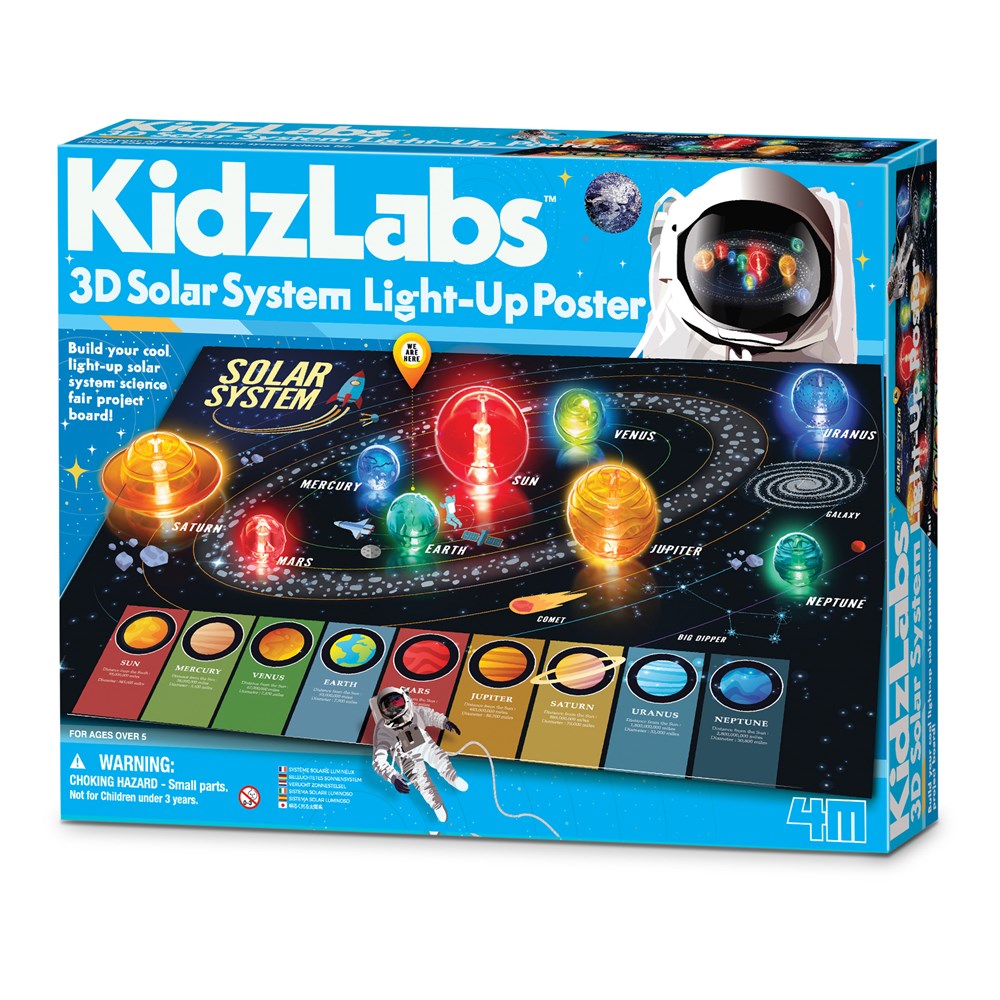 4M - KidzLabs - 3D Solar System Light-Up Poster Board