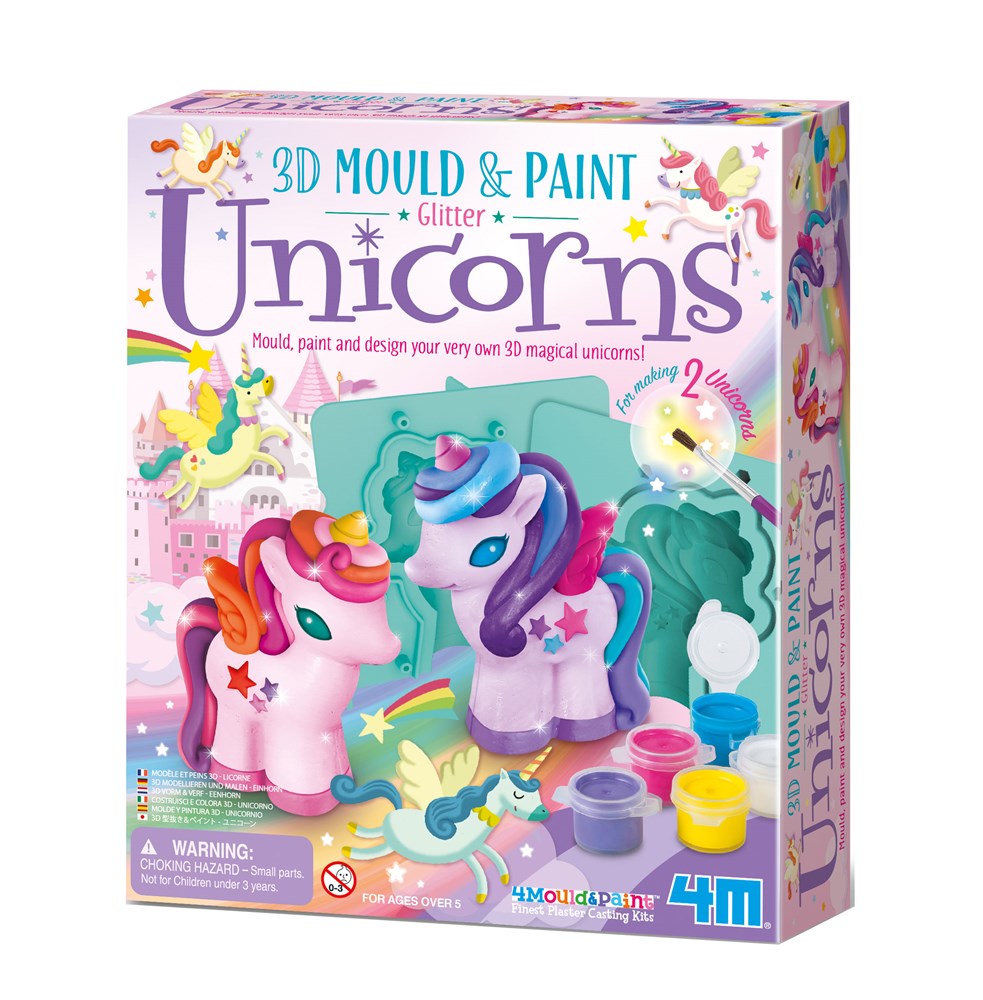 4M - Mould &amp; Paint - 3D Glitter Unicorns